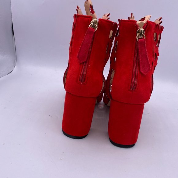 A YDN Red Block Heel Gladiators Strappy Sandal - Picture 3 of 9